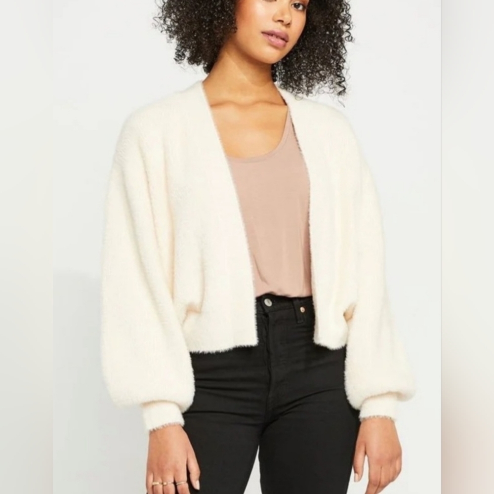 Gentle Fawn Cream Open-Front Fuzzy Cardigan EUC